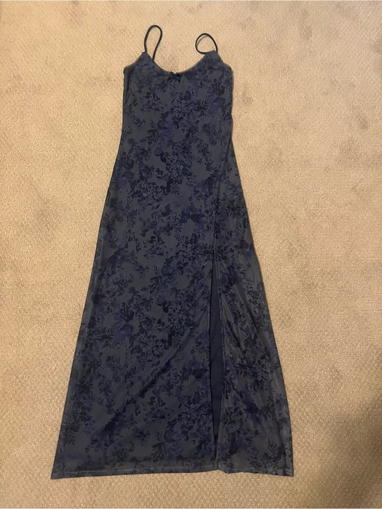 Wild Skyes Dresses & Skirts - Navy Floral Slip Maxi Dress with Side Slit